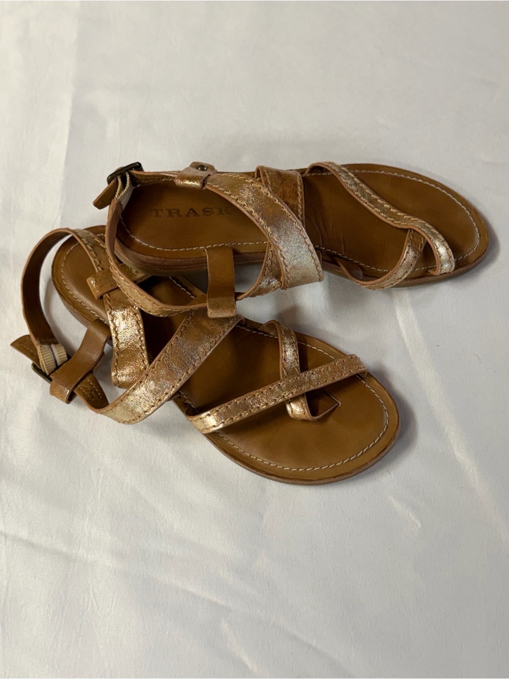 Trask Rose Gold Leather Strappy Women's Sandals